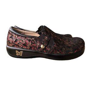 Alegria Clogs Shoes KAR-274X Black Red Leather Round Toe Women's Size 40 US 9.5‎